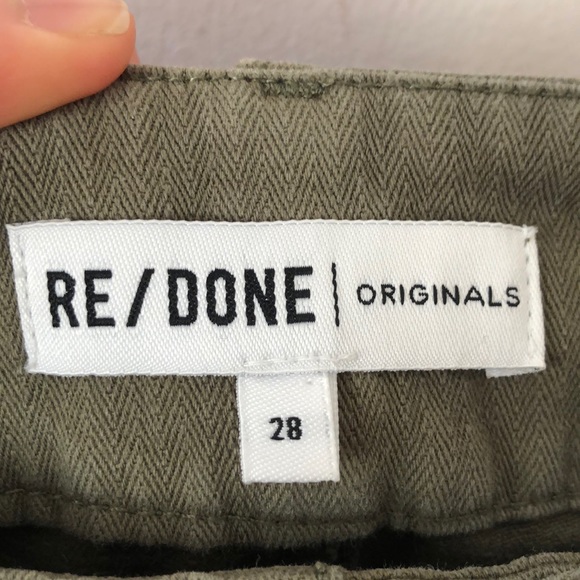 Redone High Waisted Khaki Green Shorts - Picture 5 of 9